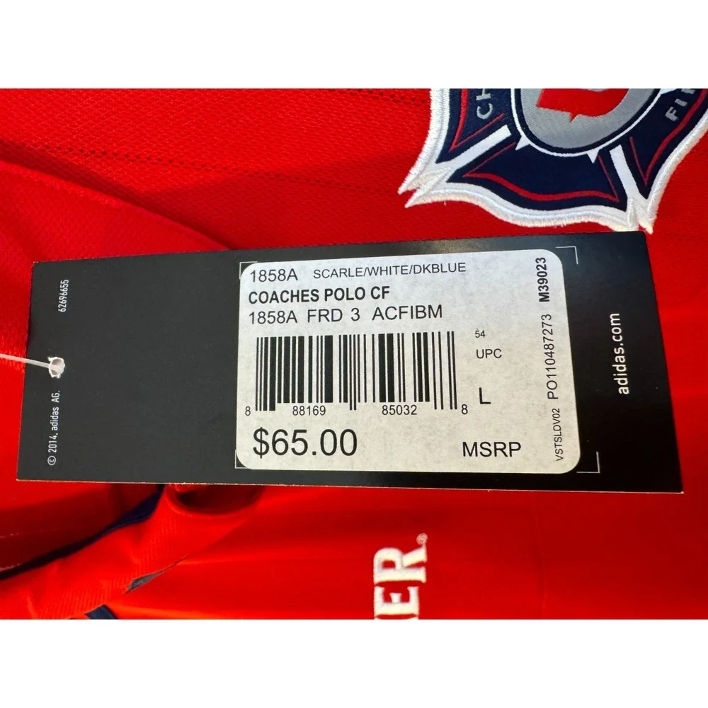 NEW Adidas Chicago Fire FC Quaker Soccer On‎ Field Polo Shirt Red Men's Size L